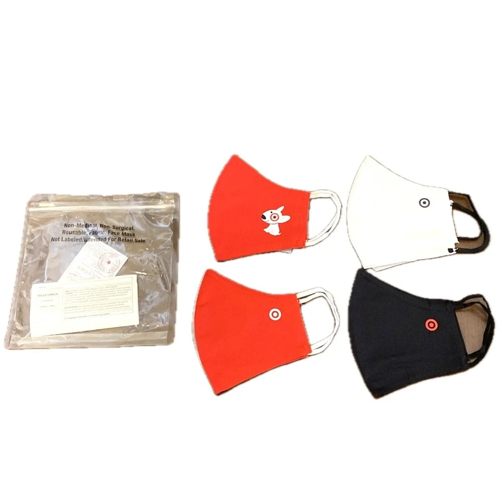 Lot Of 8 Official Target Employee Face Mask Bullseye 2 Packs Of 4 XL 100% Cotton